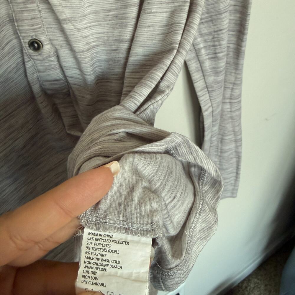 PrAna Womens Henley Top Large Gray Heathered Long Sleeve Boho Minimal Casual - Picture 4 of 6
